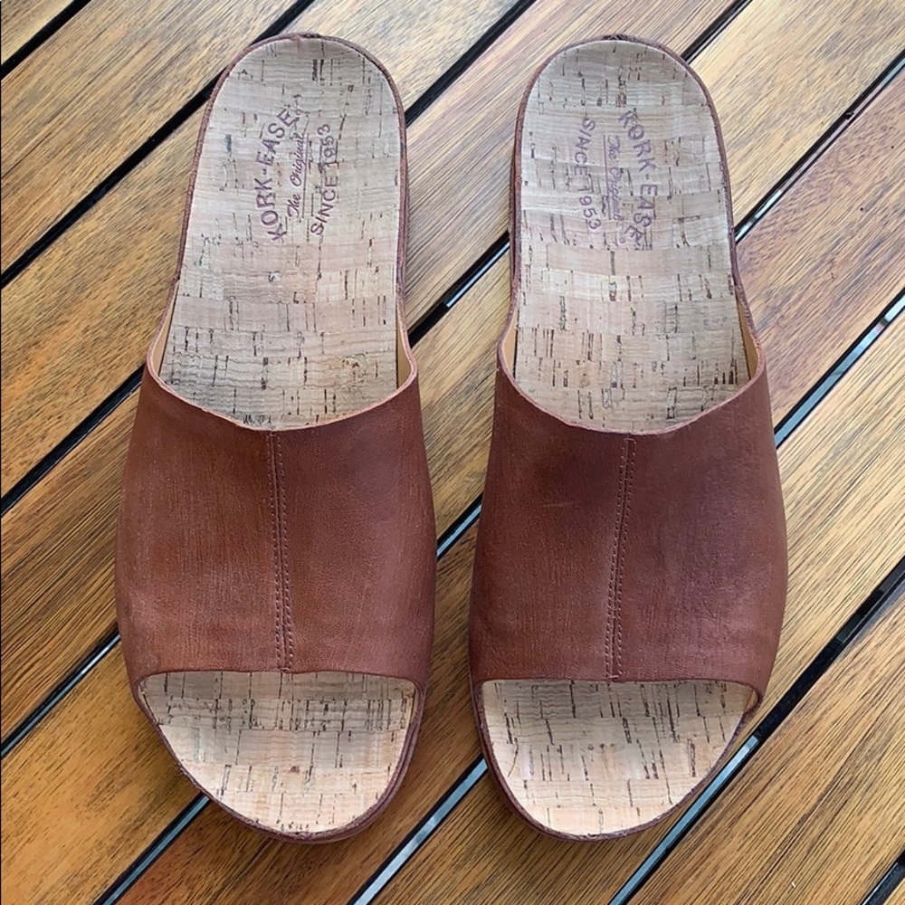 Kork-Ease tan leather slide ins
